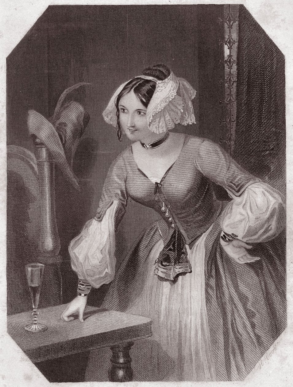 Marie (La Nuit des Rois) - dans - "Galerie des femmes de Shakespeare, collection de quarante-cinq portraits sérieux par les premiers artistes de Londres, enrichie de notices critiques et littéraires" vers 1838 - English School