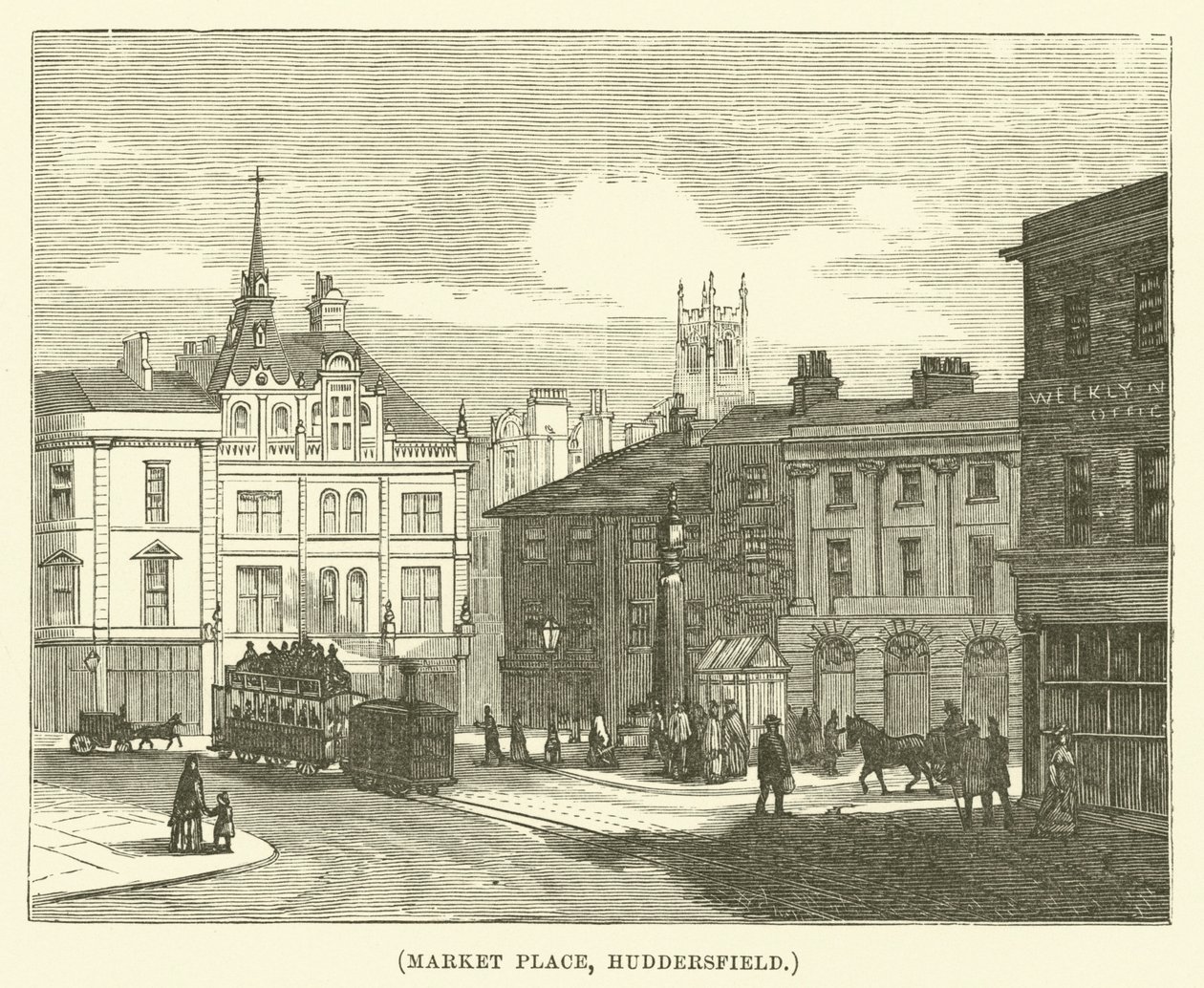 Place du marché, Huddersfield (gravure) - English School