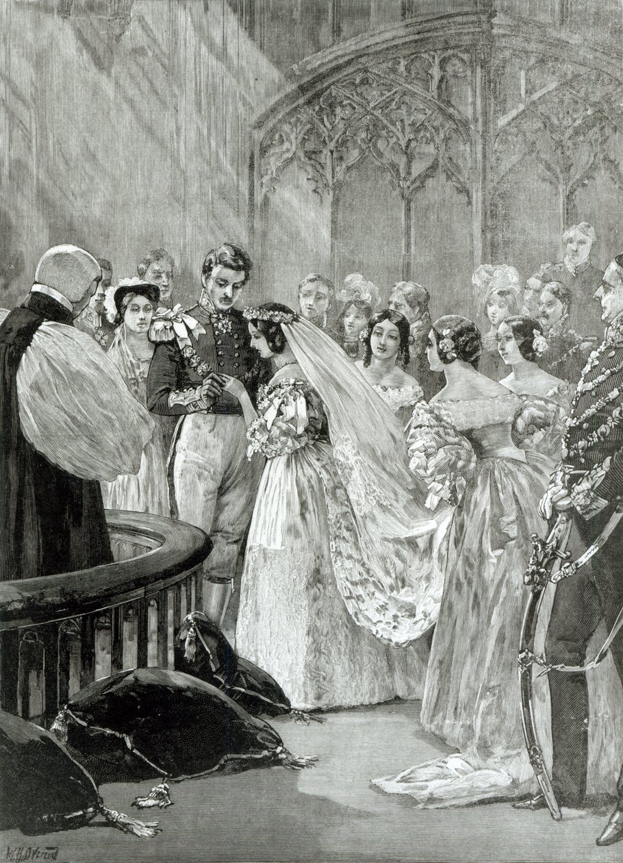 Mariage de la Reine Victoria (1819-1901) et du Prince Albert (1819-61) au Palais St. James le 10 février 1840, publié en 1887 - English School