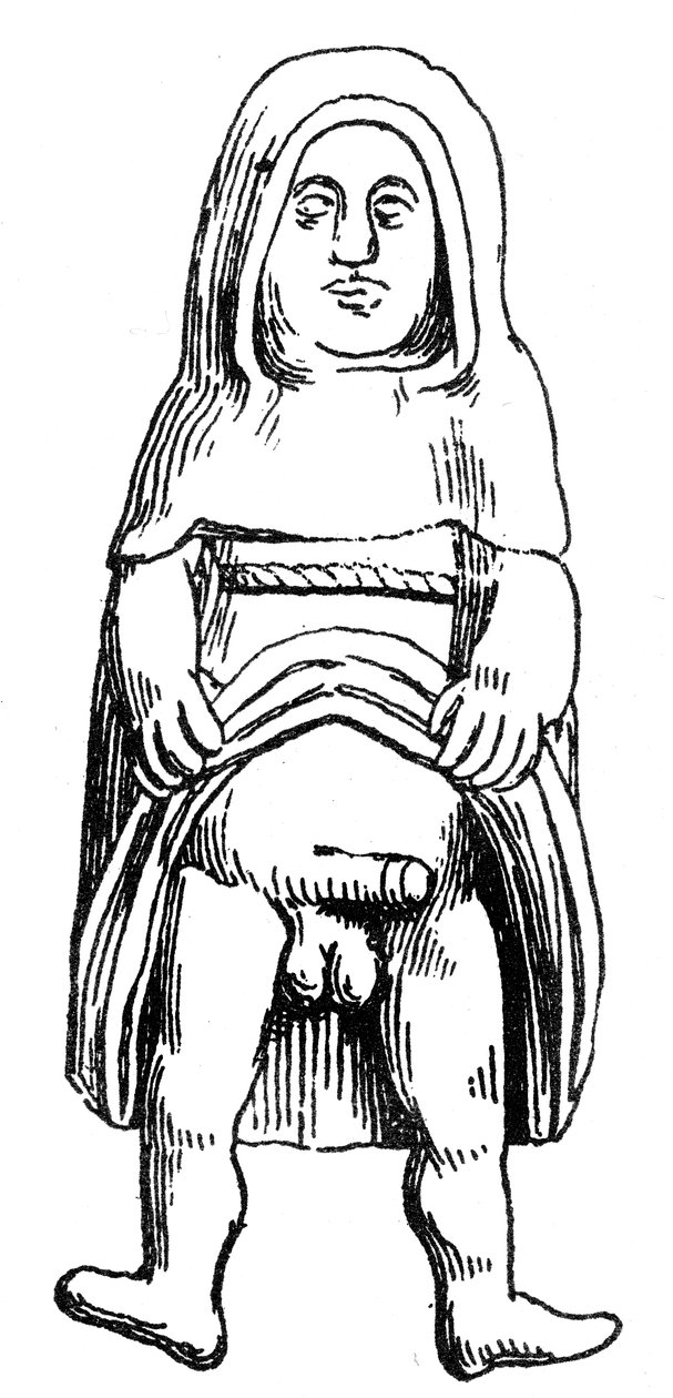 Amulette phallique médiévale en or représentant un moine ou un frère - English School