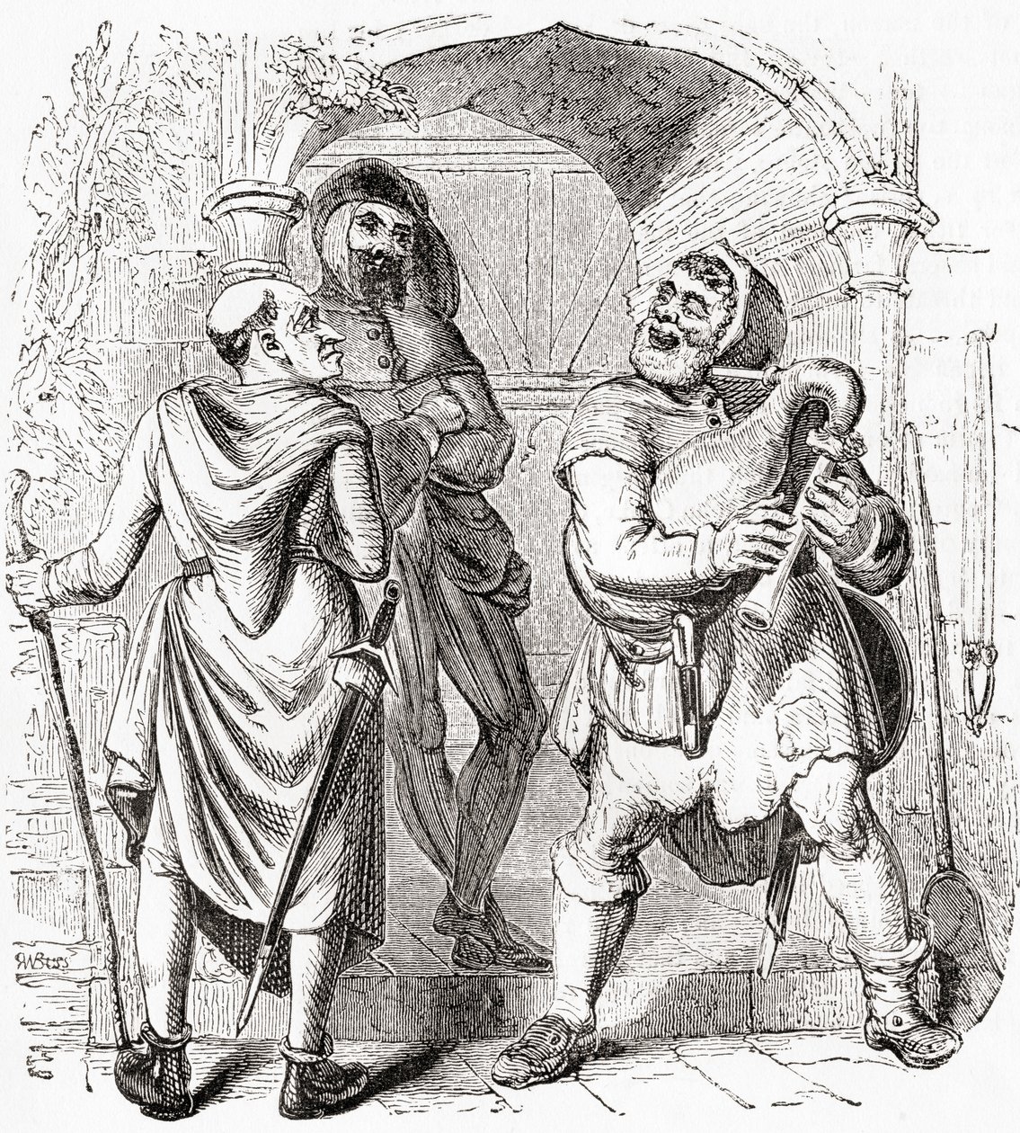 Miller, Manciple et Reeve, de Old England: A Pictorial Museum, pub. 1847 - English School