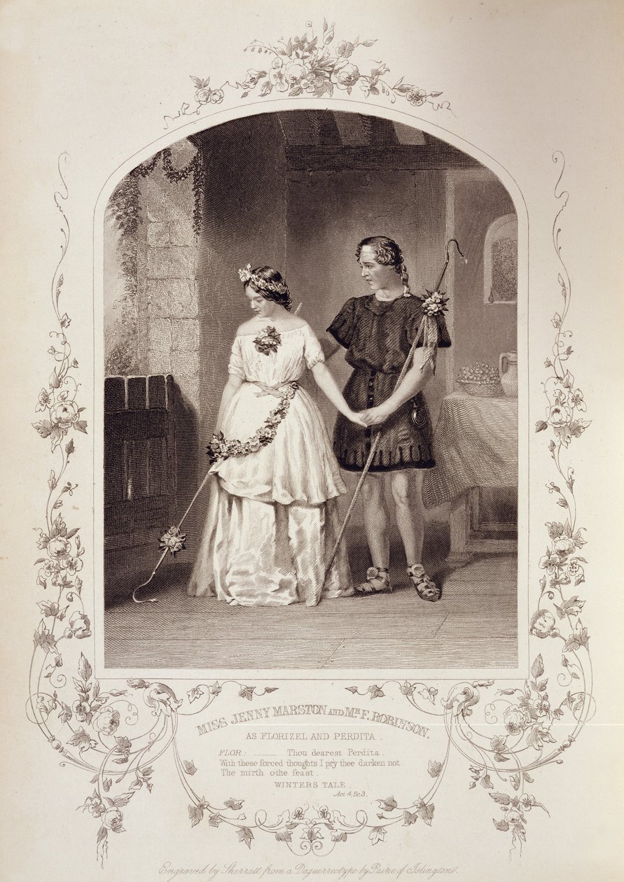 Mlle Jenny Marston en Perdita et M. F. Robinson en Florizel, Acte IV Scène 3, dans Le Conte d