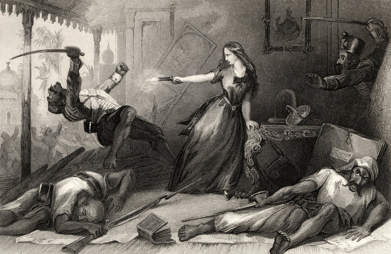 Miss Wheeler se défendant contre les Cipayes à Cawnpore en 1857, de 