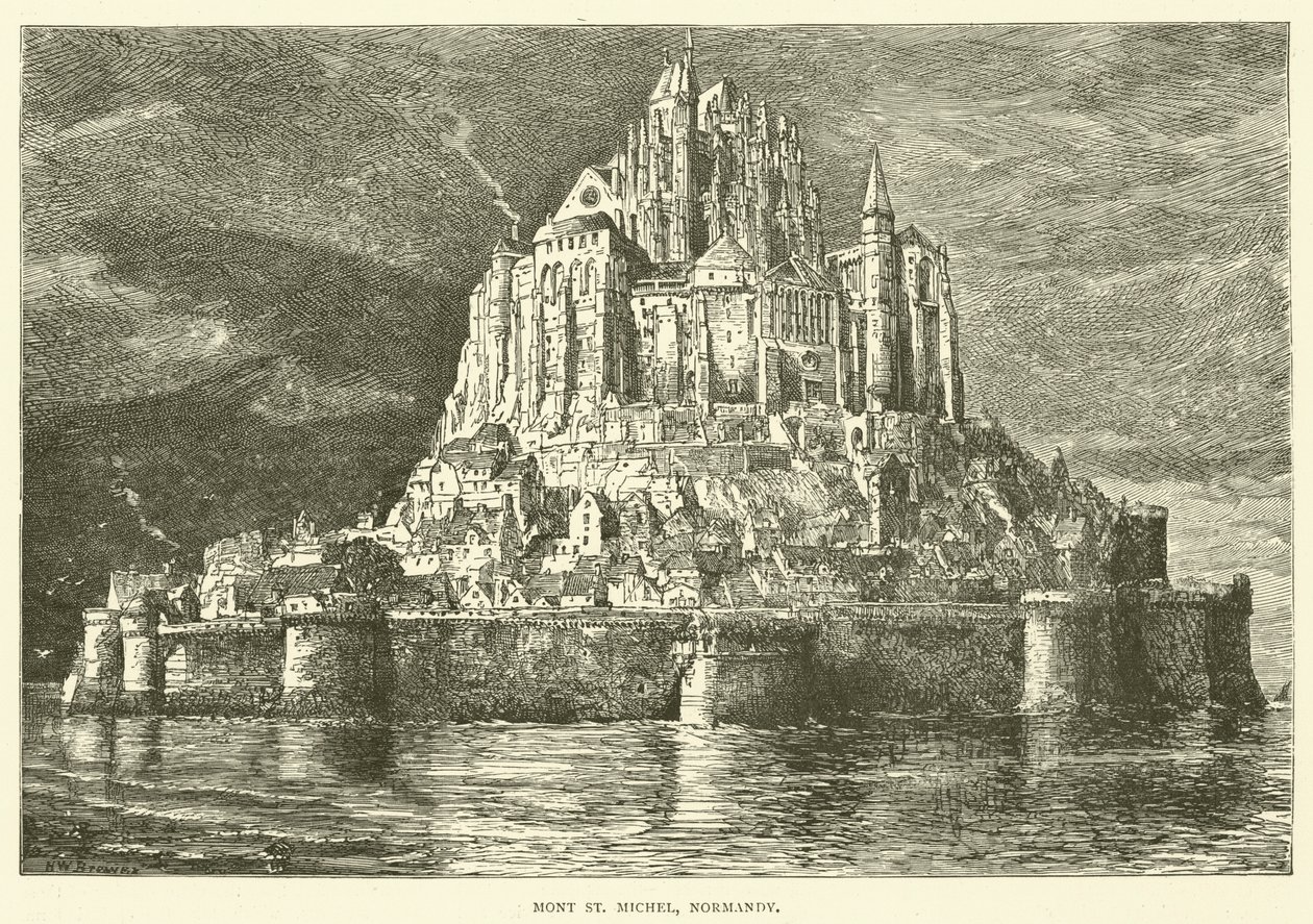 Mont St Michel, Normandie (gravure) - English School