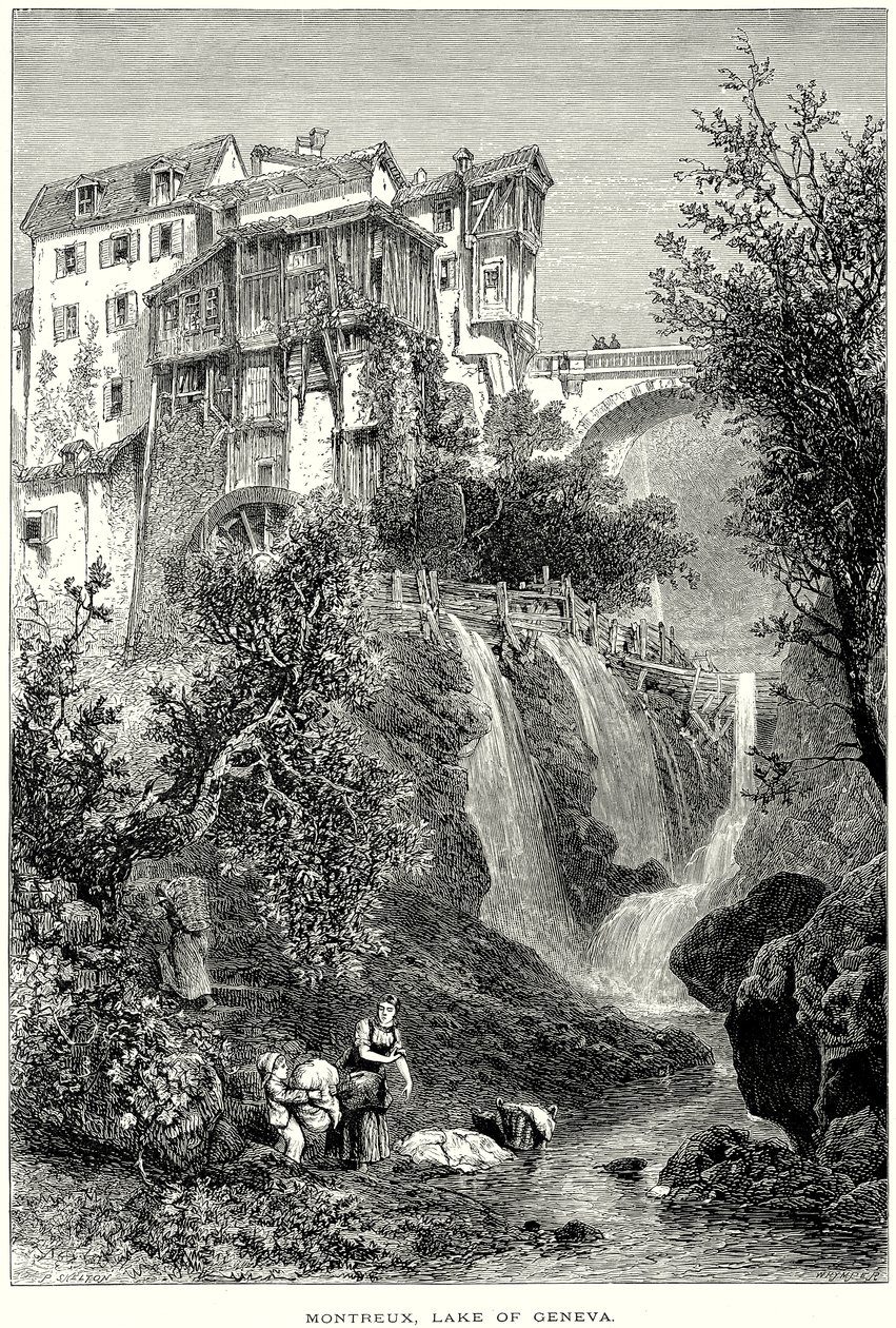 Montreux, lac Léman (gravure) - English School