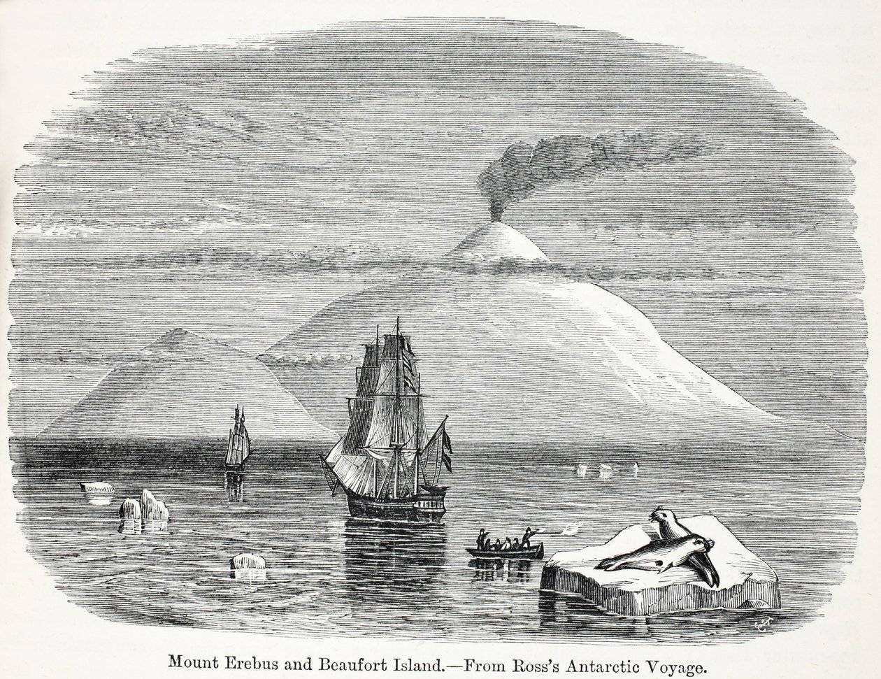 Mont Erebus et île Beaufort du voyage antarctique de Ross - English School
