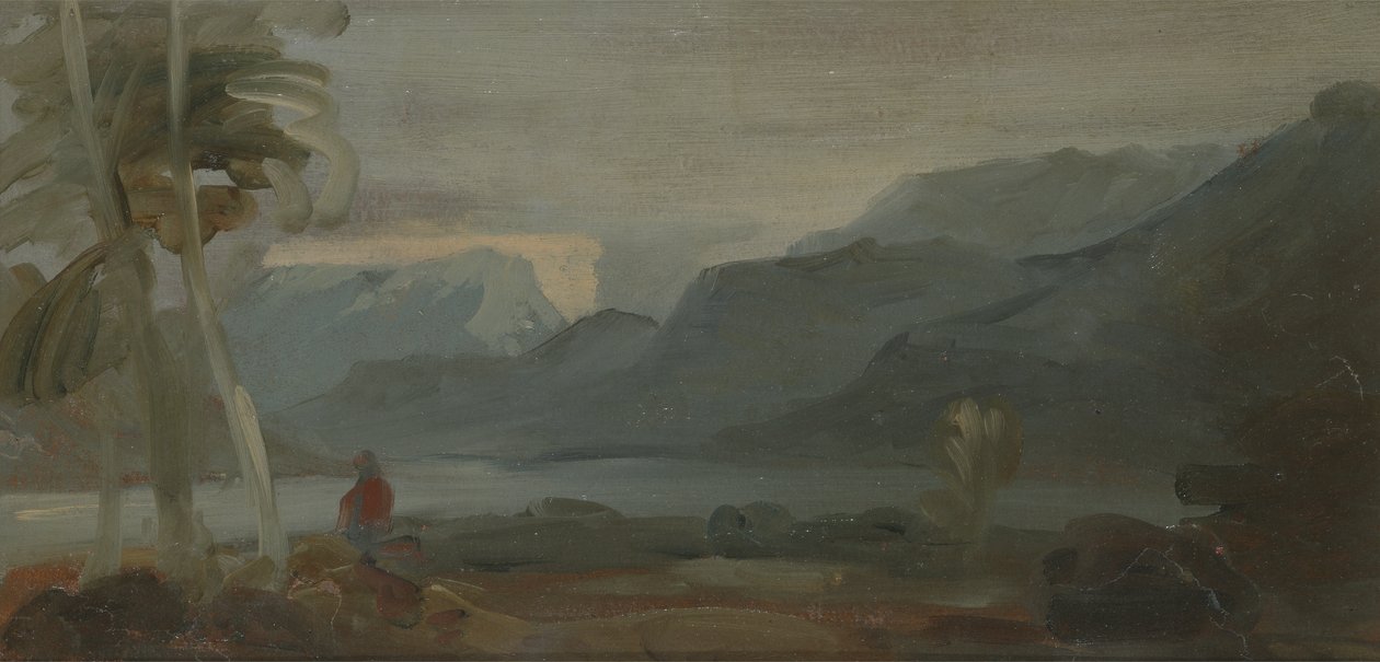 Paysage montagneux avec figures et bétail, précédemment attribué à J.M.W. Turner (1775-1851) et aussi attribué à Peter de Wint (1784-1849), 1806-07 - English School