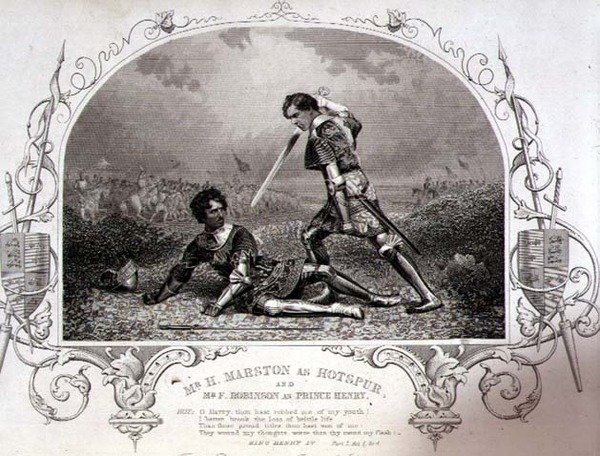 M. H. Marston en Hotspur et M. F. Robinson en Prince Henry, Acte V Scène 4 de Henry IV (Partie I) d