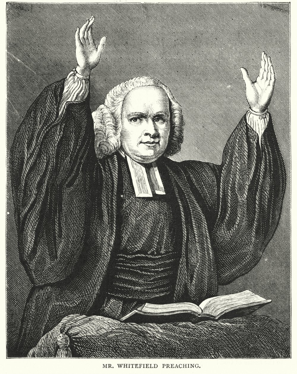M. Whitefield prêchant (gravure) - English School