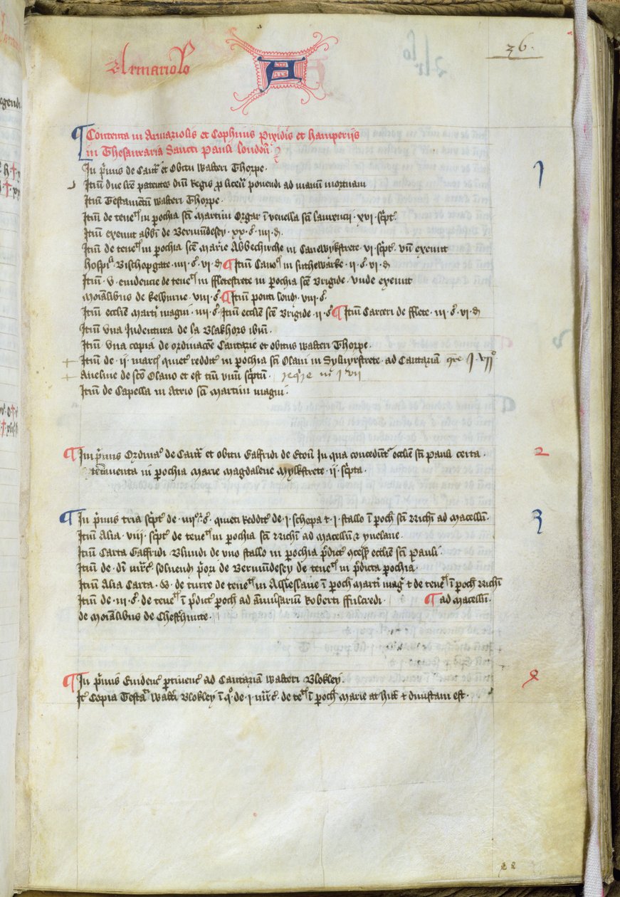Ms.25511 fol.36r Inventaire de Dean Lyseux, Cathédrale Saint-Paul, 1440 - English School