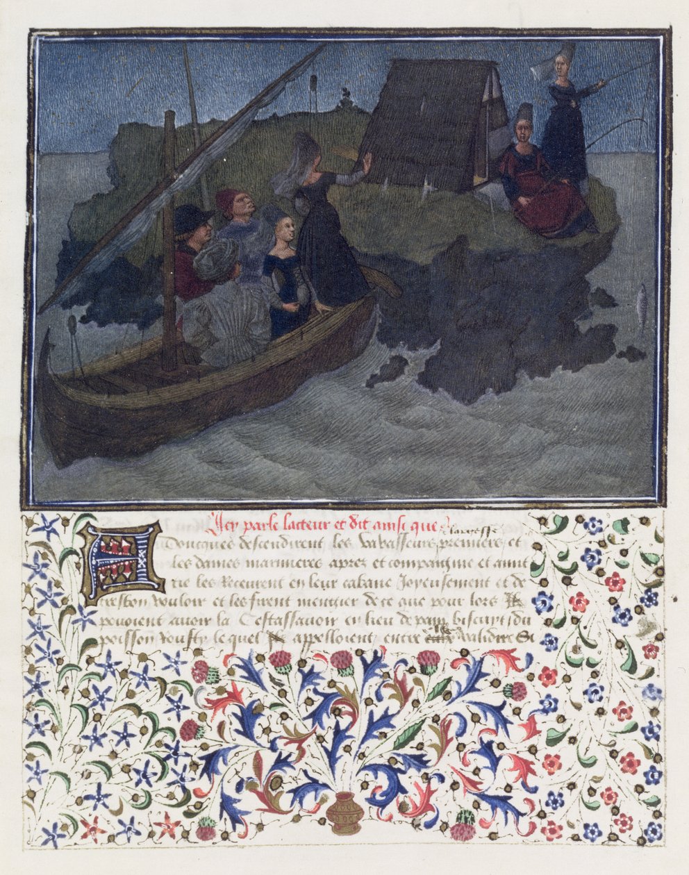 Ms. 2597 Cœur, Désir et Générosité débarquent la nuit avec Fiancé et Attente sur le rocher de la Compagnie et de l