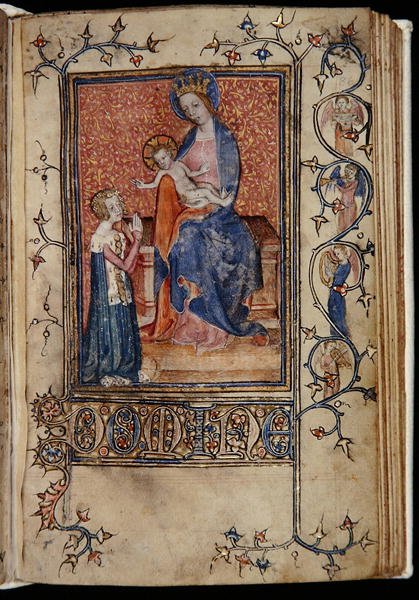 Ms 48, f.86r : Le propriétaire du manuscrit priant la Vierge et l