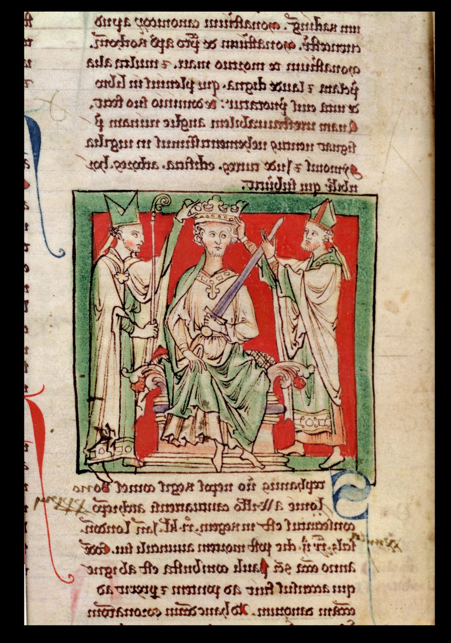 Ms 6712 (A.6.89) fol.133r Roi Étienne (vers 1097-1154) miniature de Flores Historiarum, par Matthew Paris, 1250-52 - English School