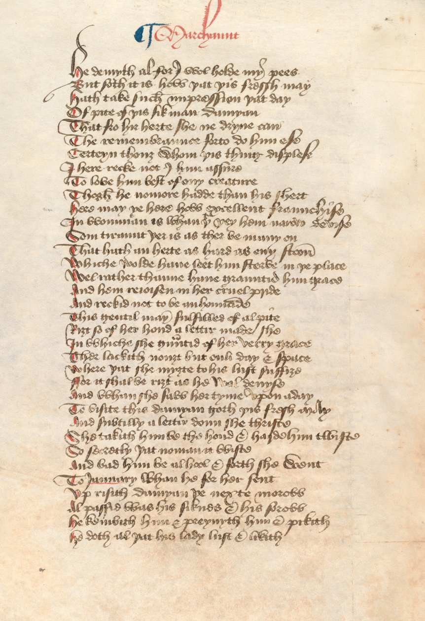 Ms. New Coll 314, f90v, Les Contes de Canterbury par Geoffrey Chaucer - English School