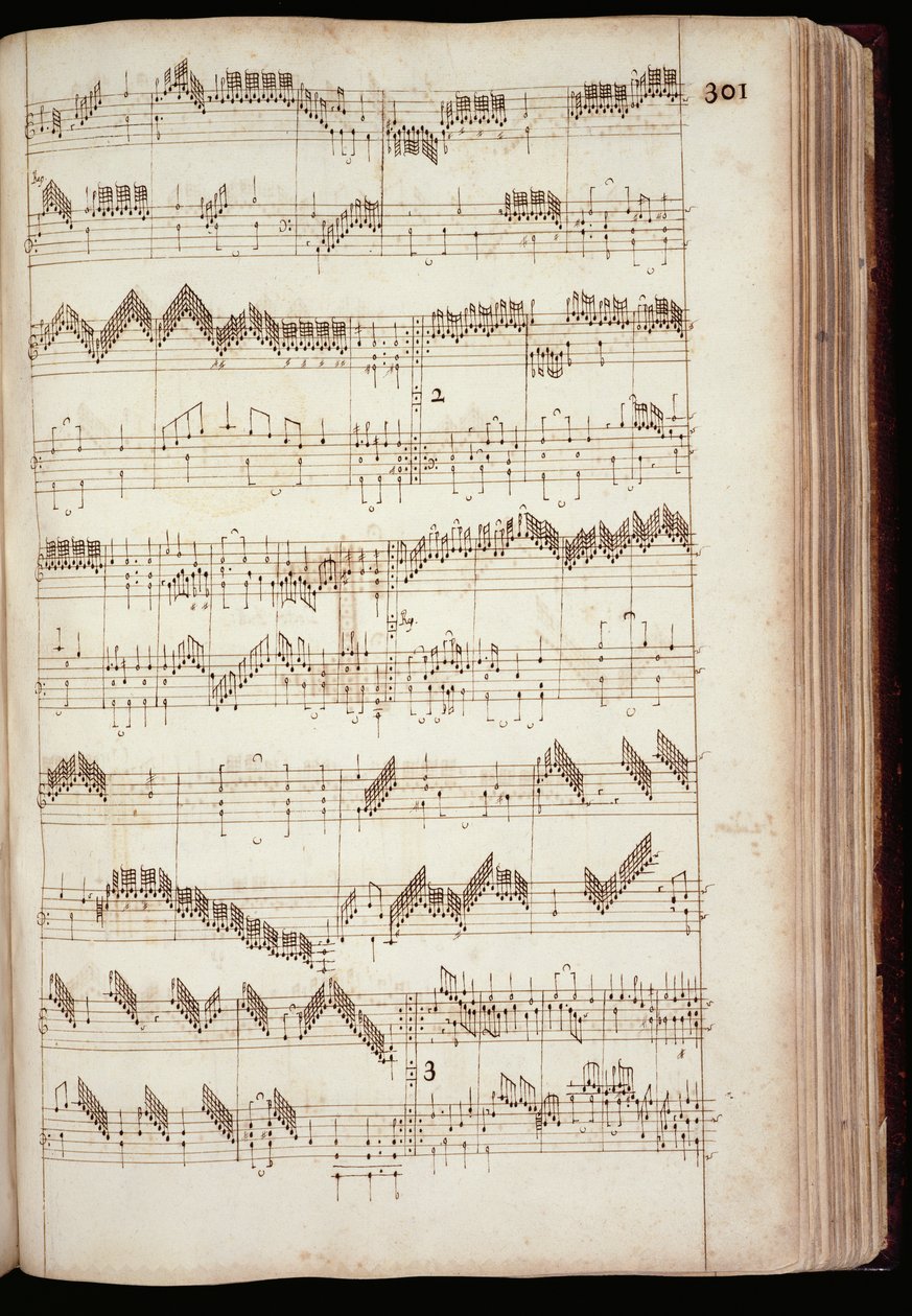 Mu Ms 168, p.301 : Page du Fitzwilliam Virginal, anthologie de musique pour clavier des XVIe et début XVIIe siècles - English School