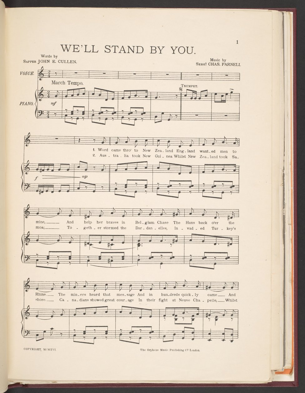 Partition de la chanson 