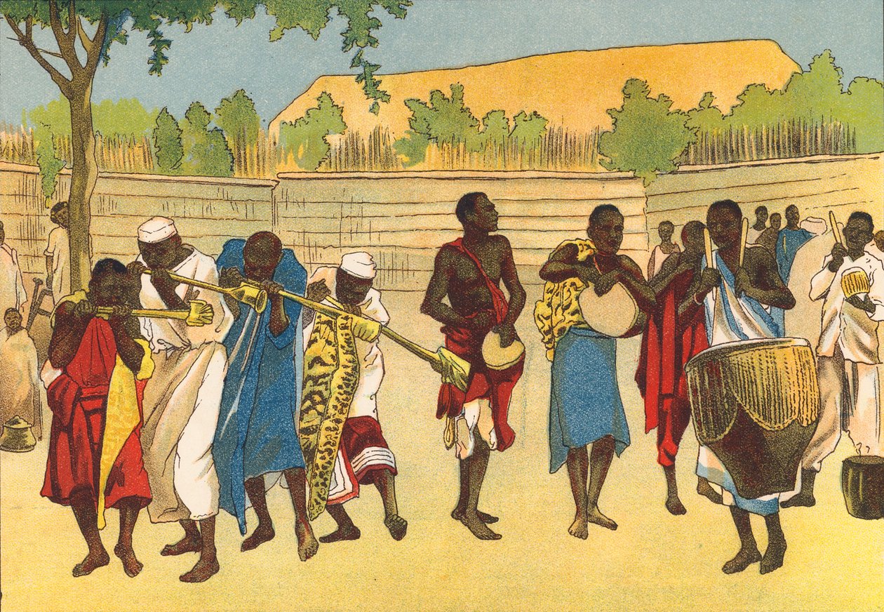 National Brass Band, Toro, Ouganda (lithographie couleur) - English School