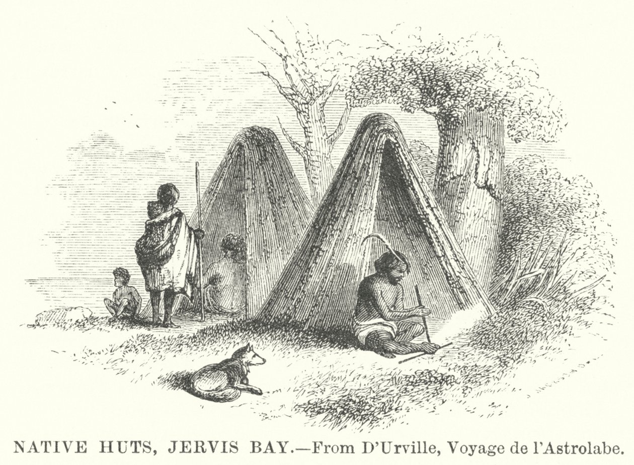 Native Huts, Jervis Bay (gravure) - English School