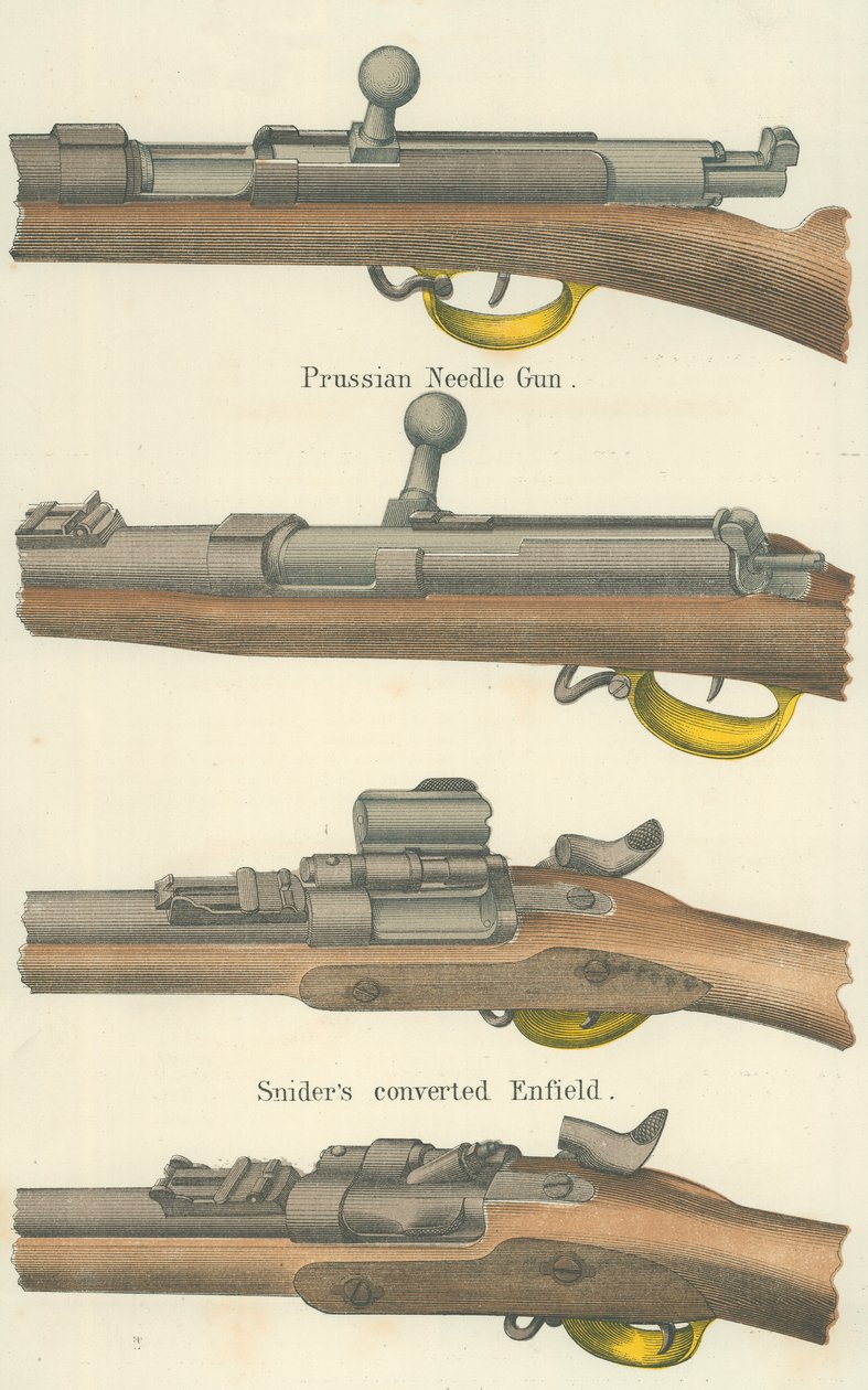 Pistolets à aiguilles (lithographie couleur) - English School