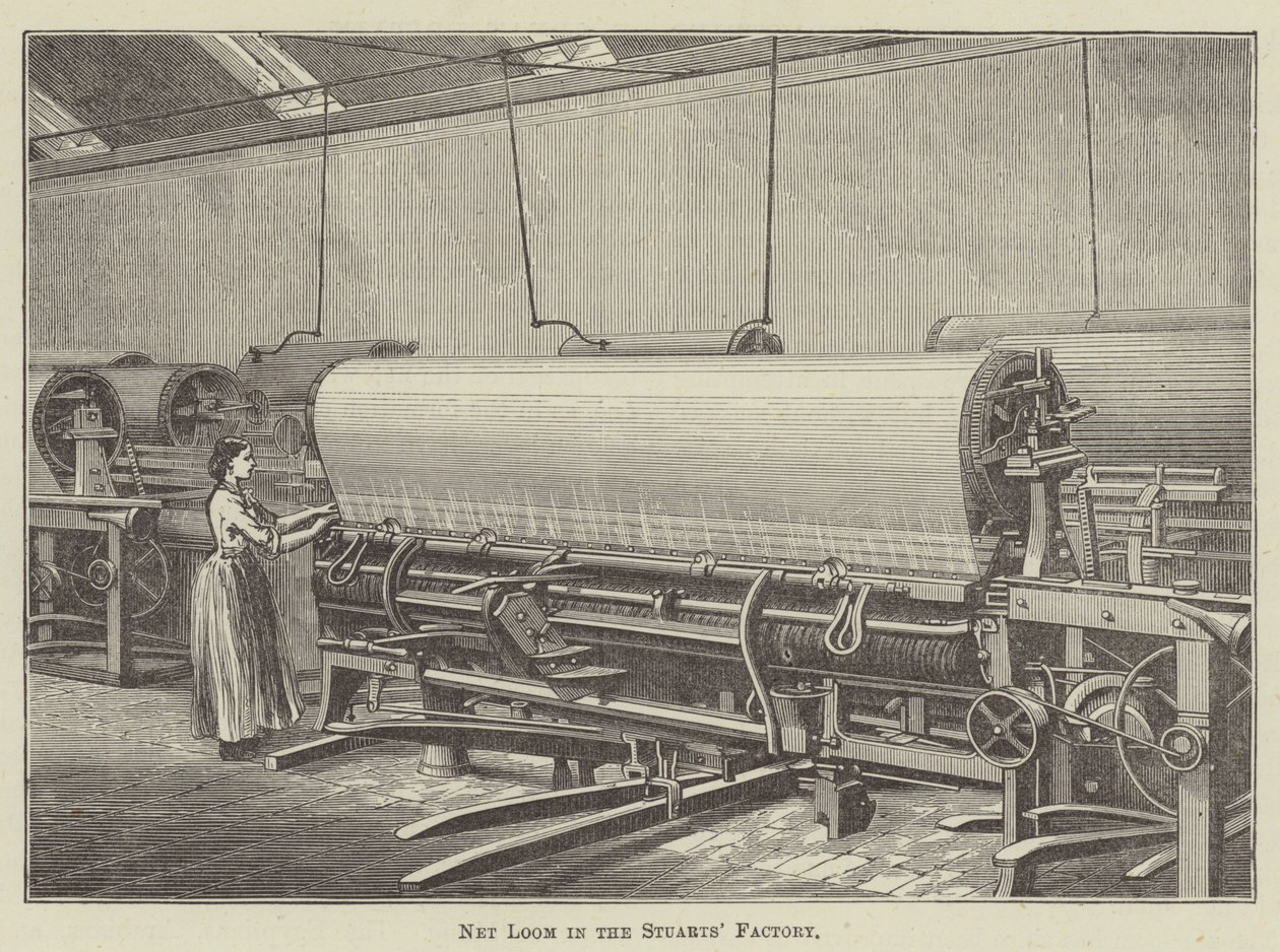 Métier à tisser dans la fabrique des Stuarts (gravure) - English School