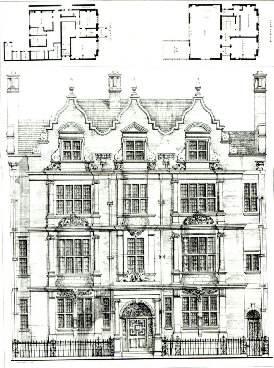 No.70 Ennismore Gardens, South Kensington, de The Building News, 23 juillet 1886 - English School