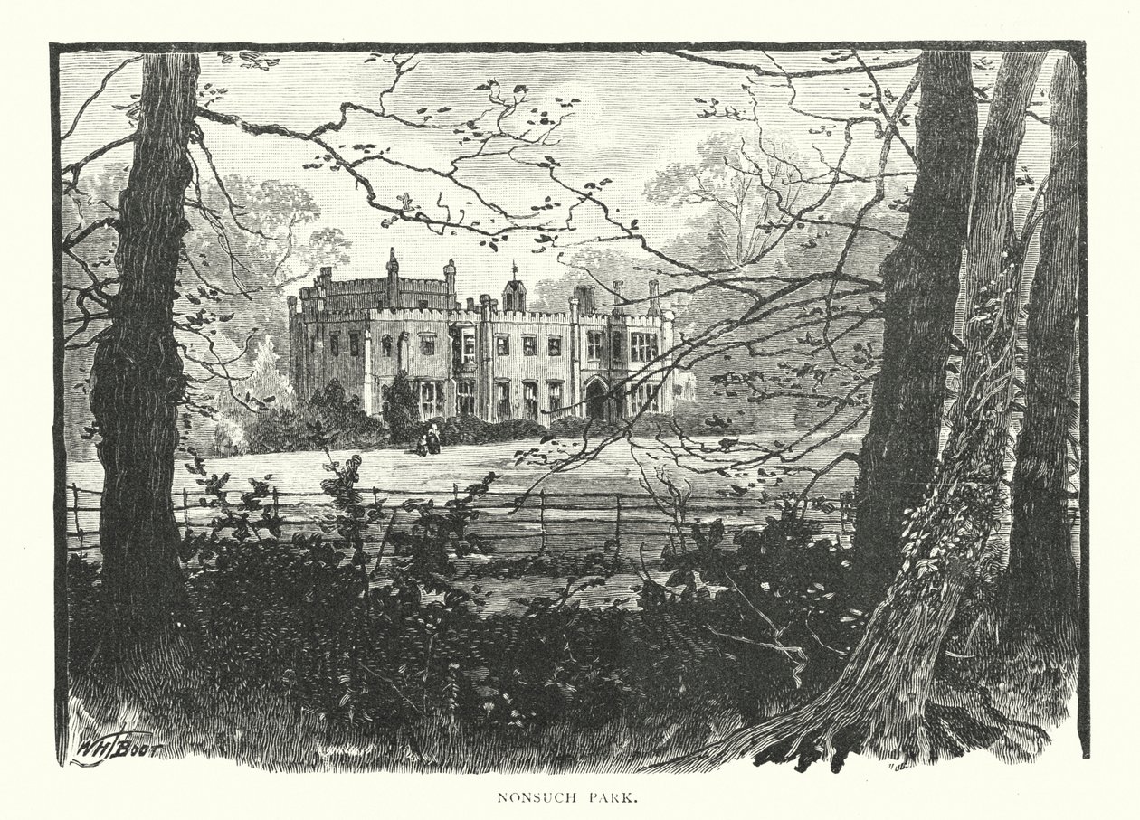 Nonsuch Park (gravure) - English School