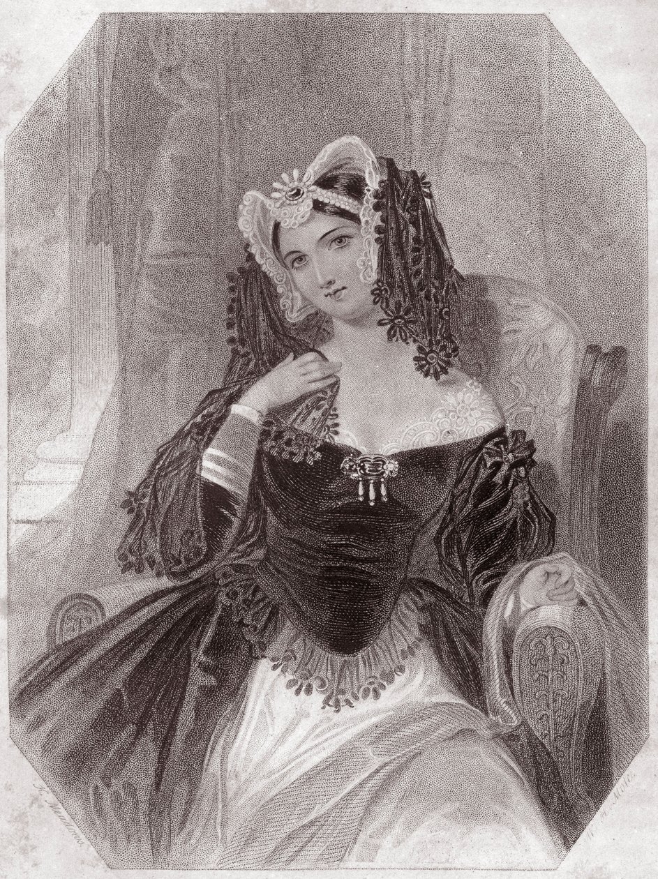 Olivia (La Nuit des Rois) - dans - "Galerie des femmes de Shakespeare, collection de quarante-cinq portraits sérieux par les premiers artistes de Londres, enrichie de notices critiques et littéraires" vers 1838 - English School