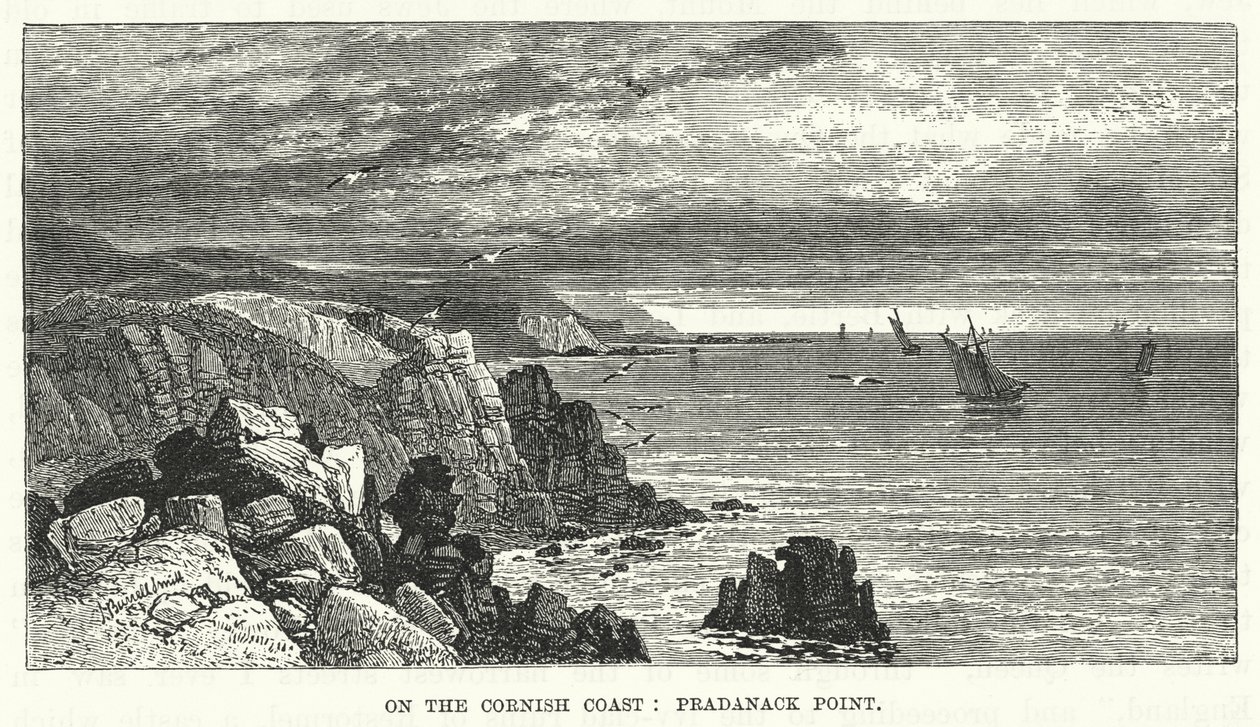 Sur la côte de Cornouailles : Pradanack Point (gravure) - English School