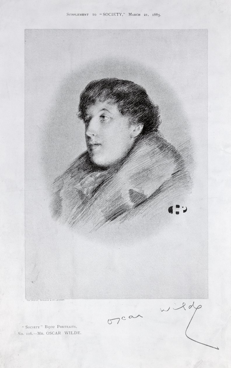 Oscar Wilde (1854-1900) un portrait Bijou, de Society - English School