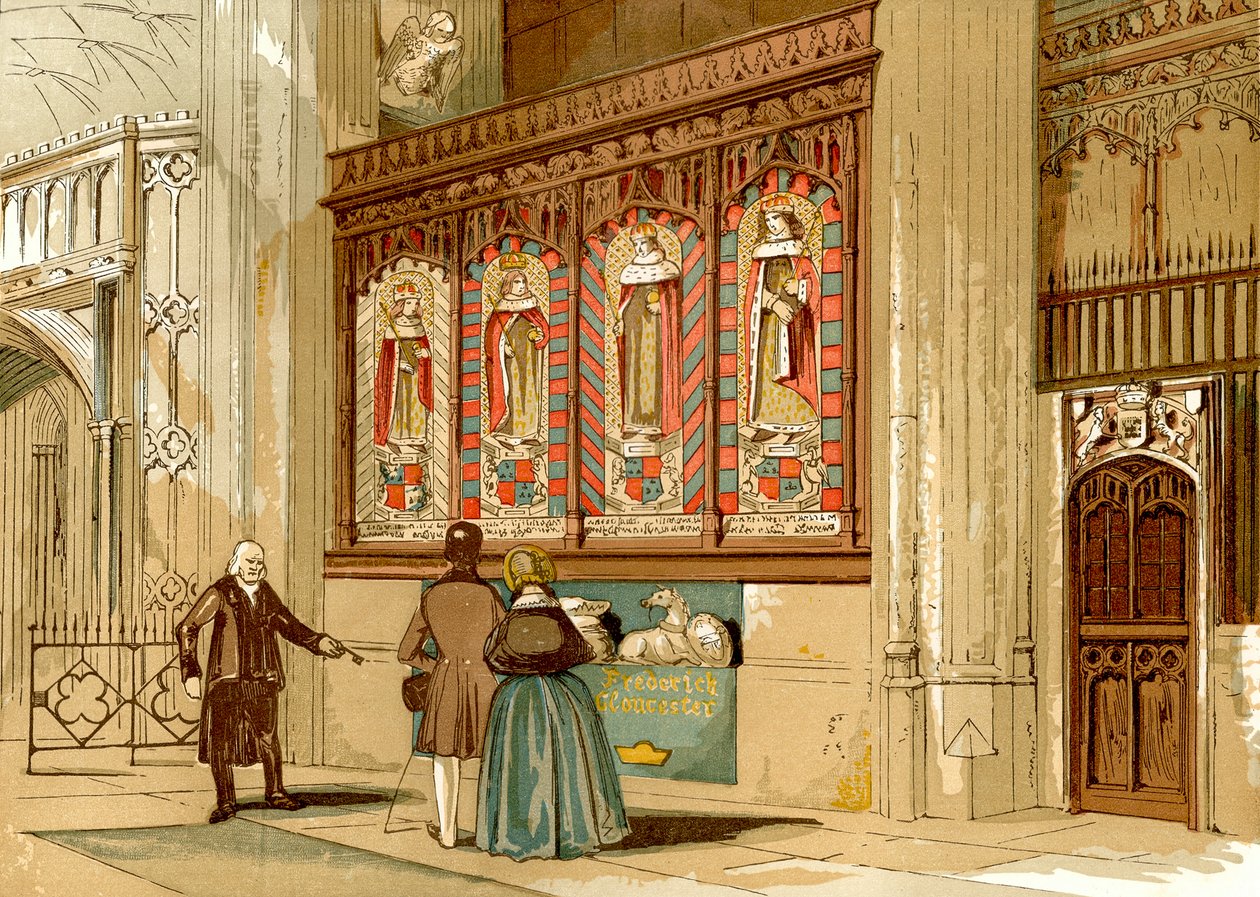 Écran peint, chapelle St George, Windsor (gravure en couleur) - English School