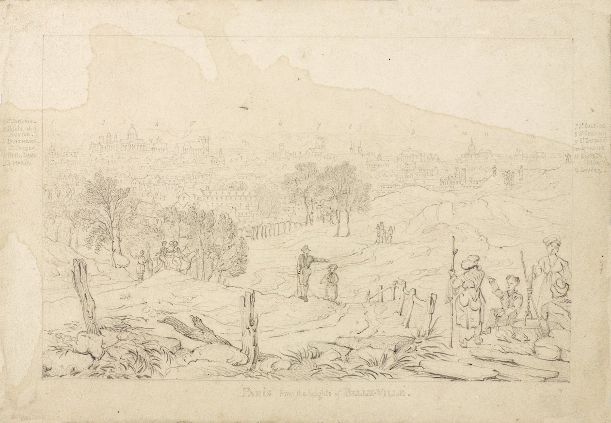 Paris depuis les hauteurs de Belleville, 1815 - English School