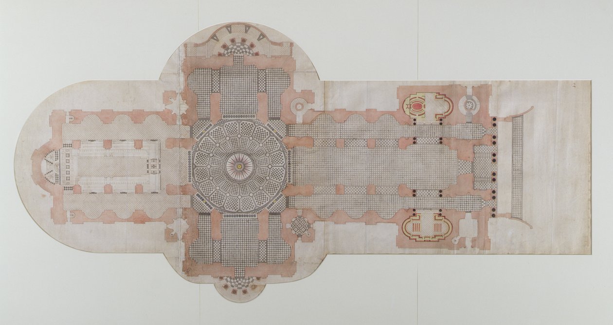 Plan de pavage de la cathédrale Saint-Paul, tel qu