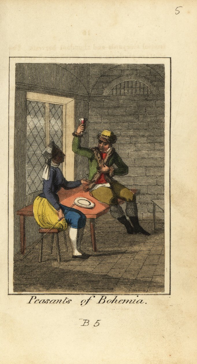 Paysans de Bohême buvant du vin dans une taverne - English School