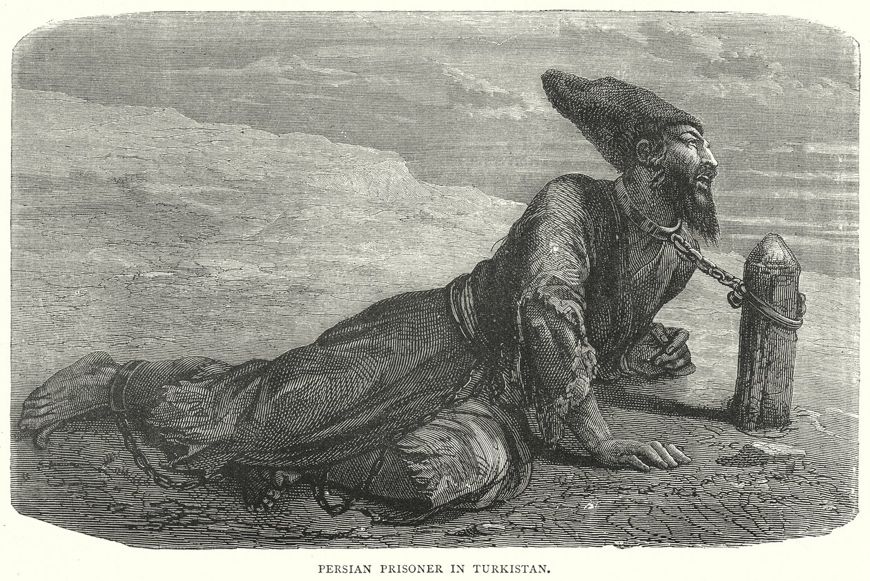 Prisonnier persan au Turkistan (gravure) - English School