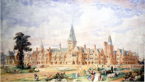 Conception en perspective pour une école ou un collège, vers 1865 - English School