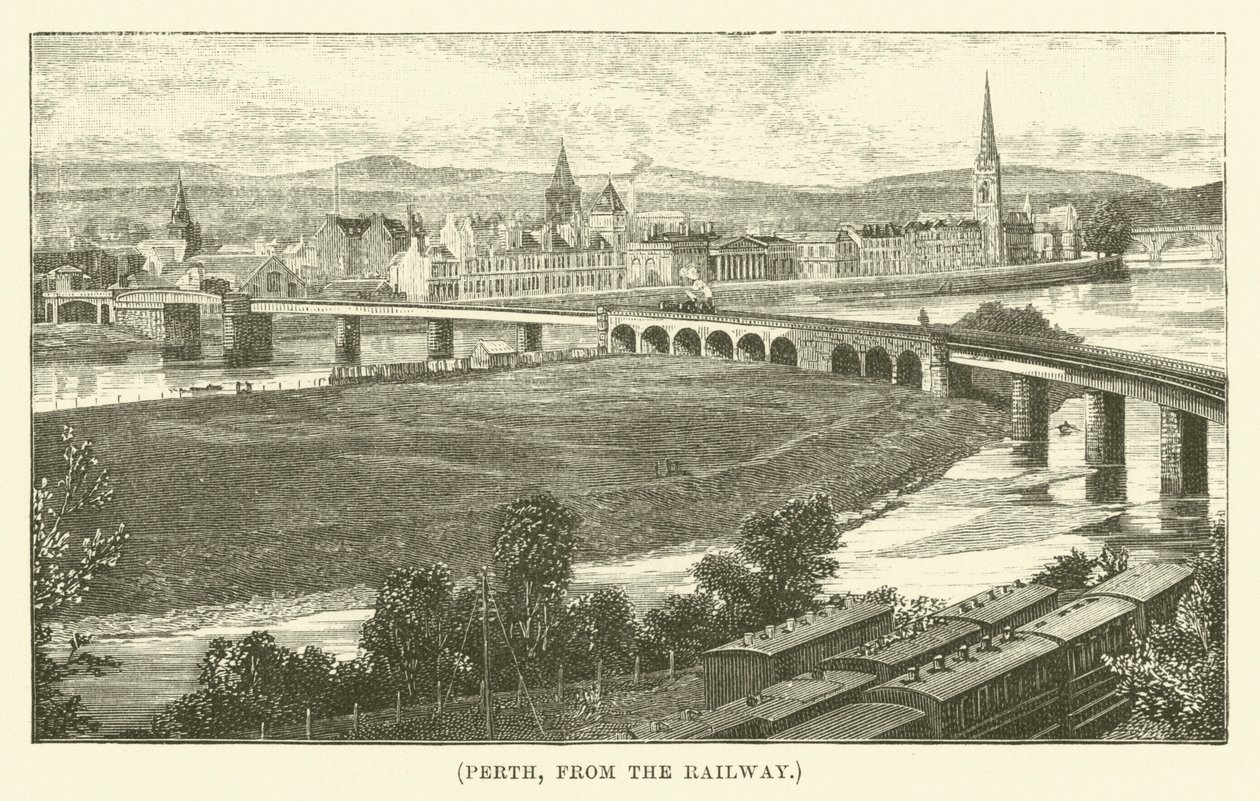 Perth, depuis la voie ferrée (gravure) - English School