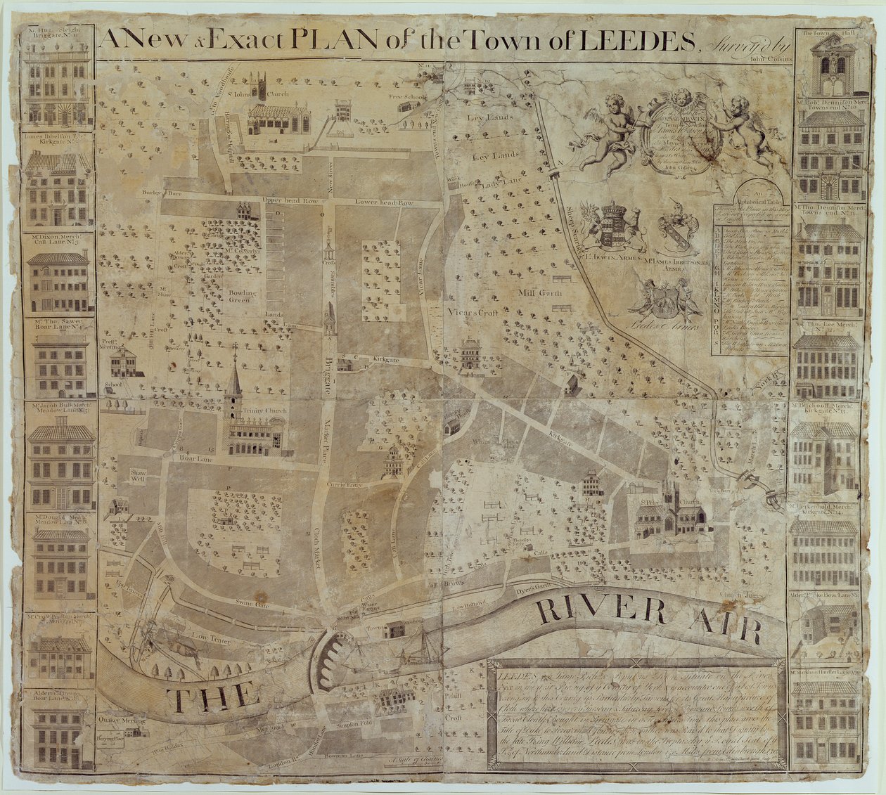 Plan de Leeds, levé par John Cossins, vers 1730 - English School