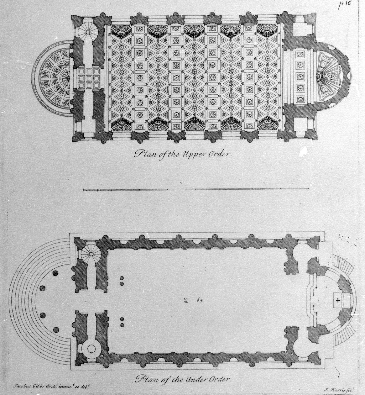 Plan des ordres supérieurs et inférieurs de St. Marys Le Strand, Westminster, 1720 - English School