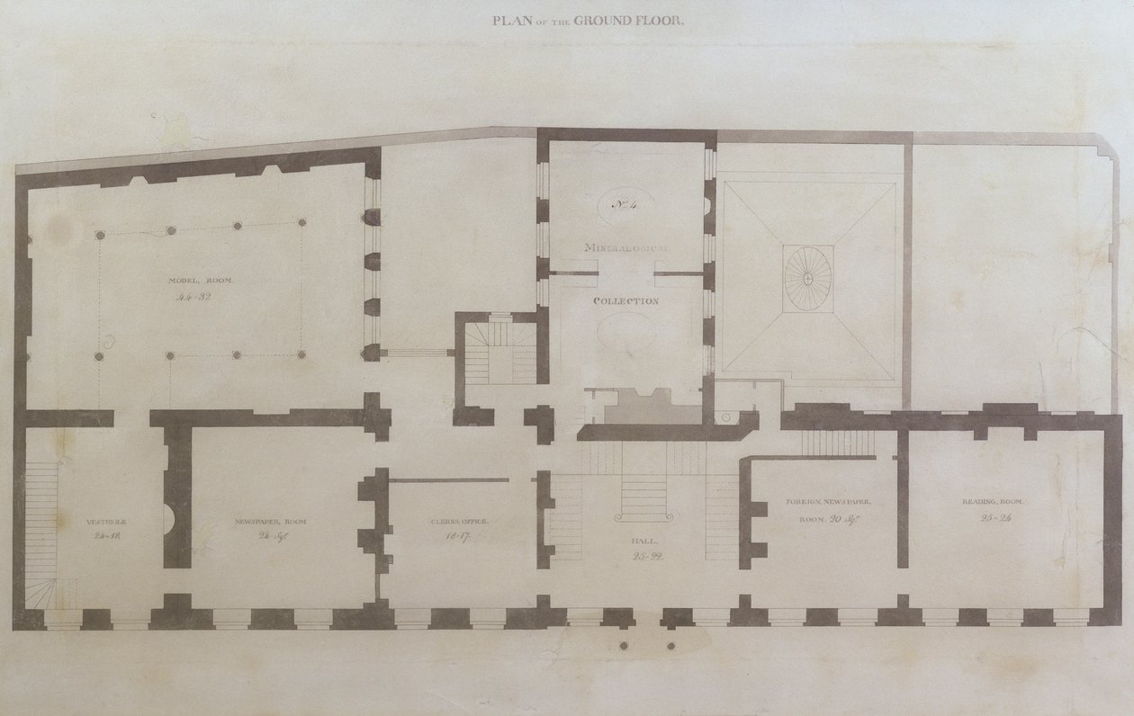 Plans du rez-de-chaussée du 21 Albemarle Street après les premières modifications de la maison après son acquisition par l