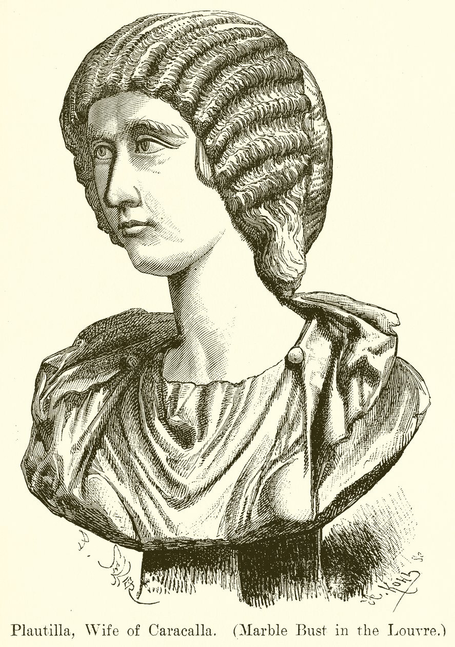 Plautilla, épouse de Caracalla. (Buste en marbre au Louvre) (gravure) - English School