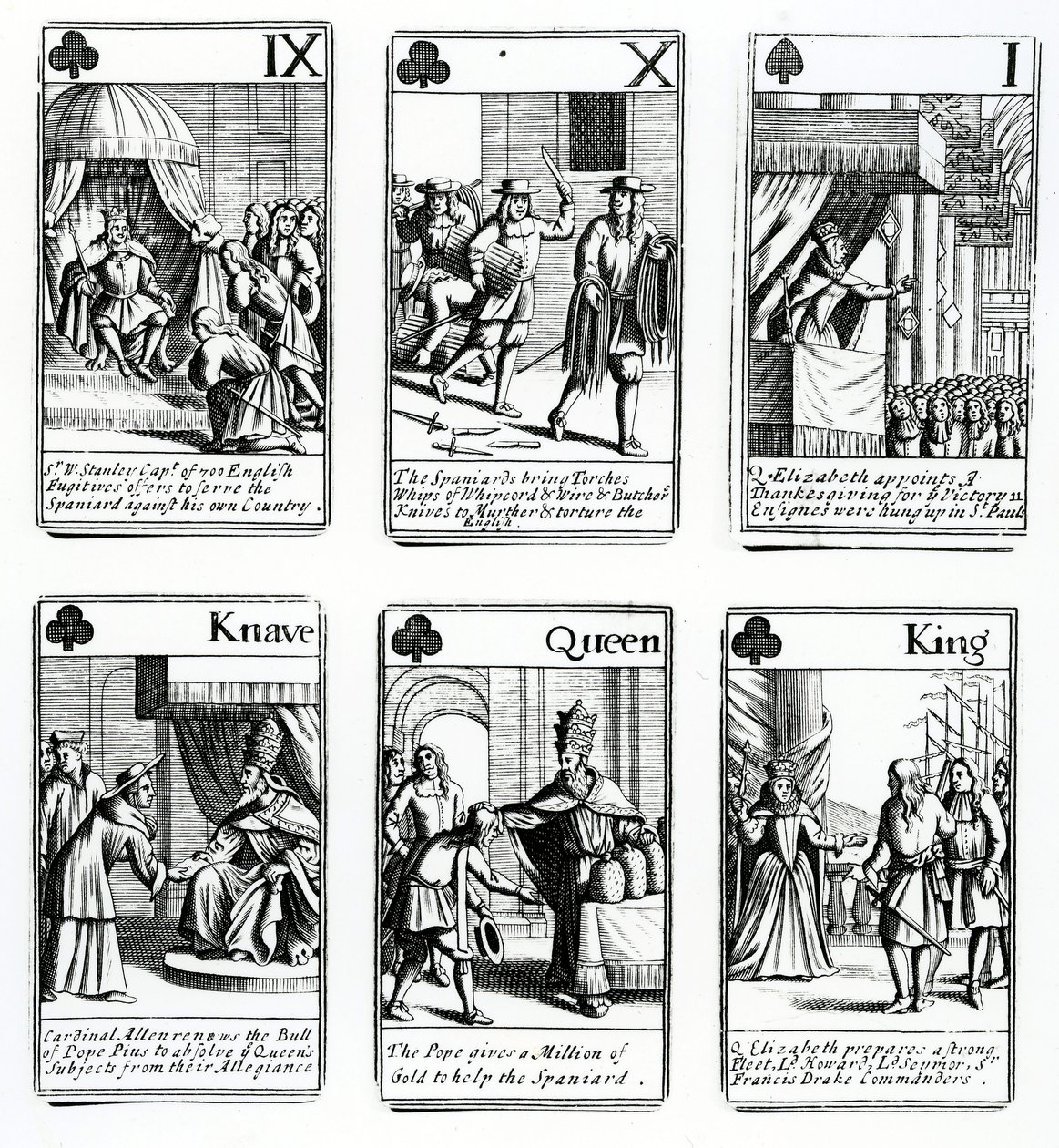 Cartes à jouer représentant les événements de l