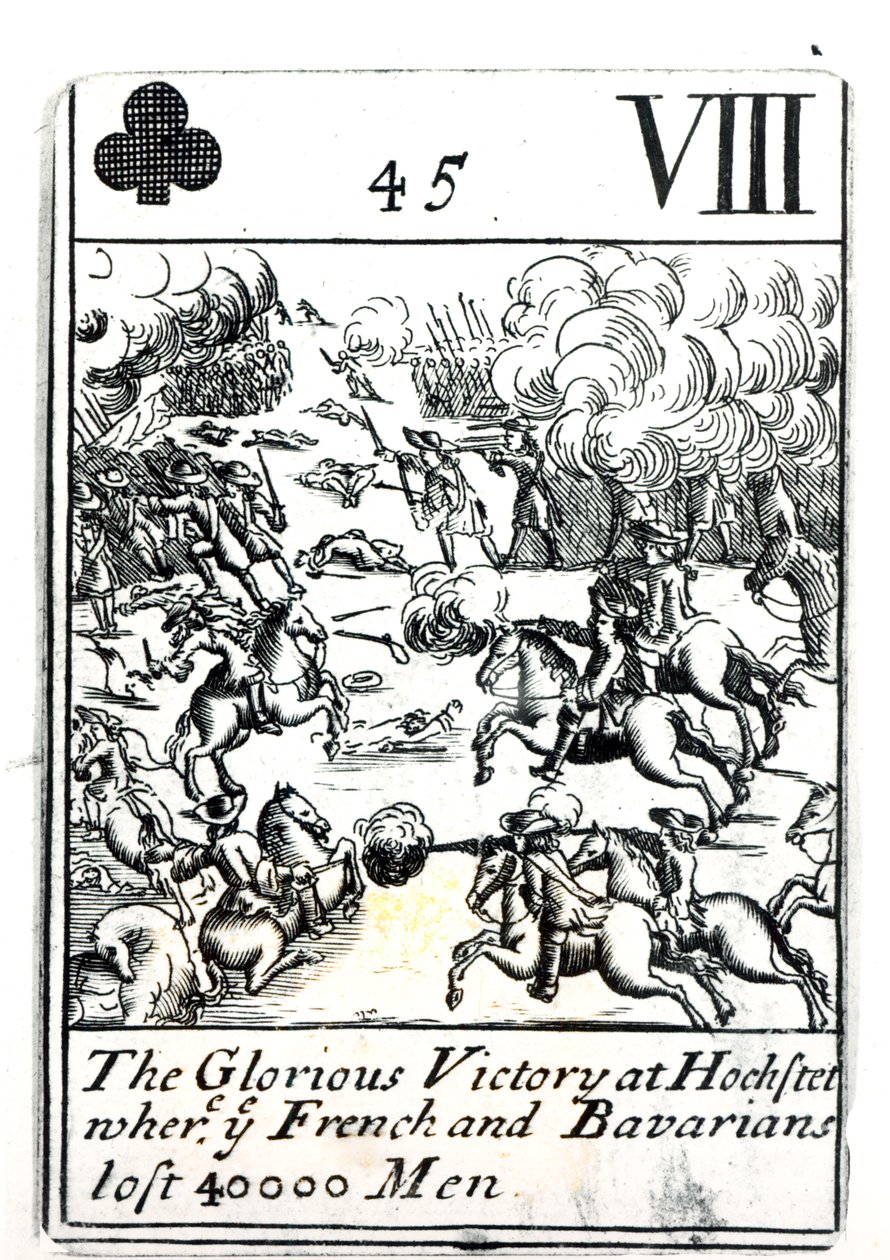 Carte à jouer représentant la glorieuse victoire à la bataille de Hochstadt où les Français et les Bavarois ont perdu 40 000 hommes - English School