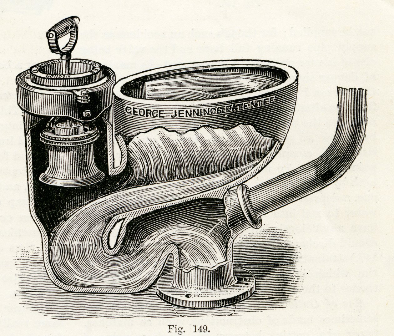 Closet à valve plongeante, avec poignée levée, 1870 - English School