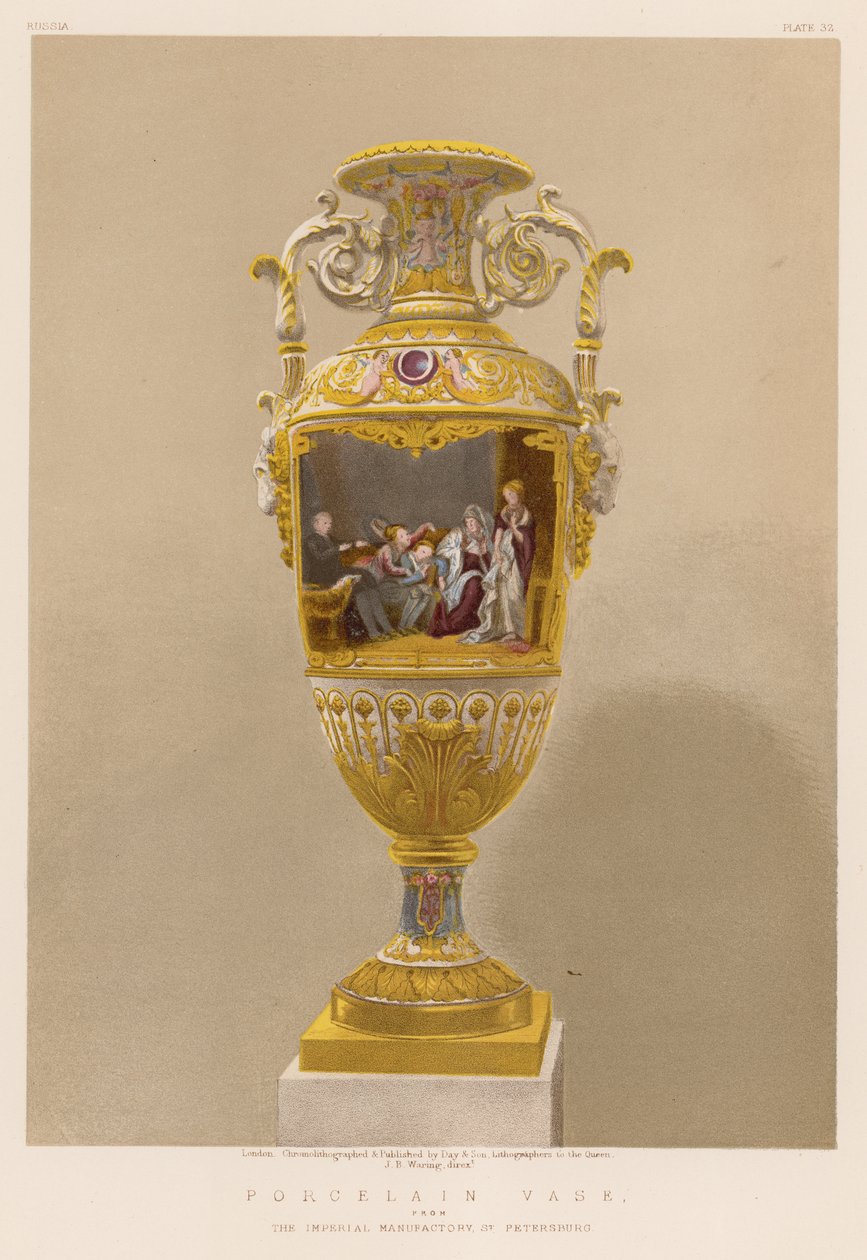 Vase en porcelaine de la Manufacture impériale de Saint-Pétersbourg (chromolitho) - English School
