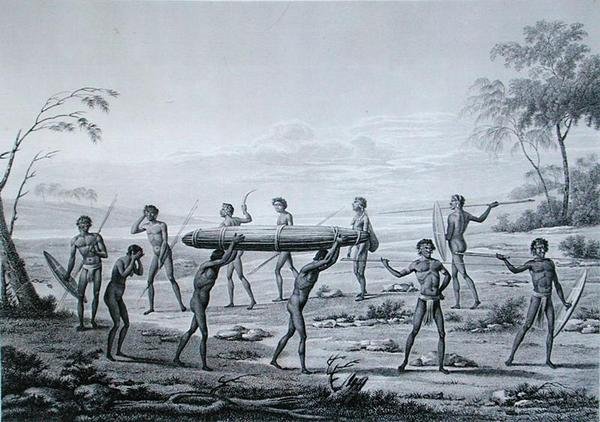 Port Jackson, Nouvelle-Hollande : Cérémonie Funéraire Aborigène, de 