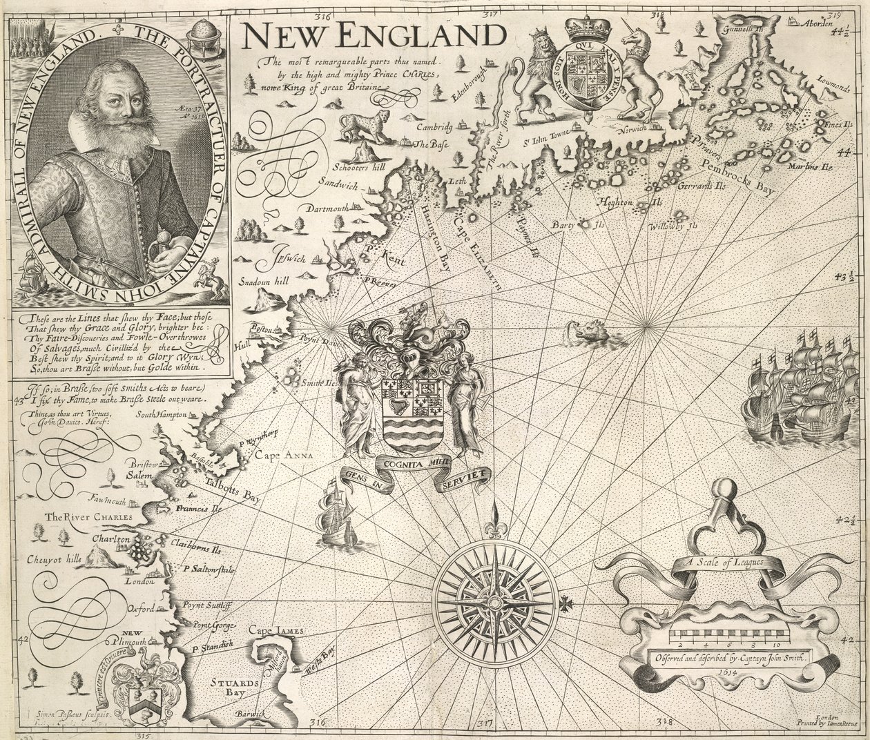 Portrait du capitaine John Smith. Une image de la côte de la Nouvelle-Angleterre, dans 