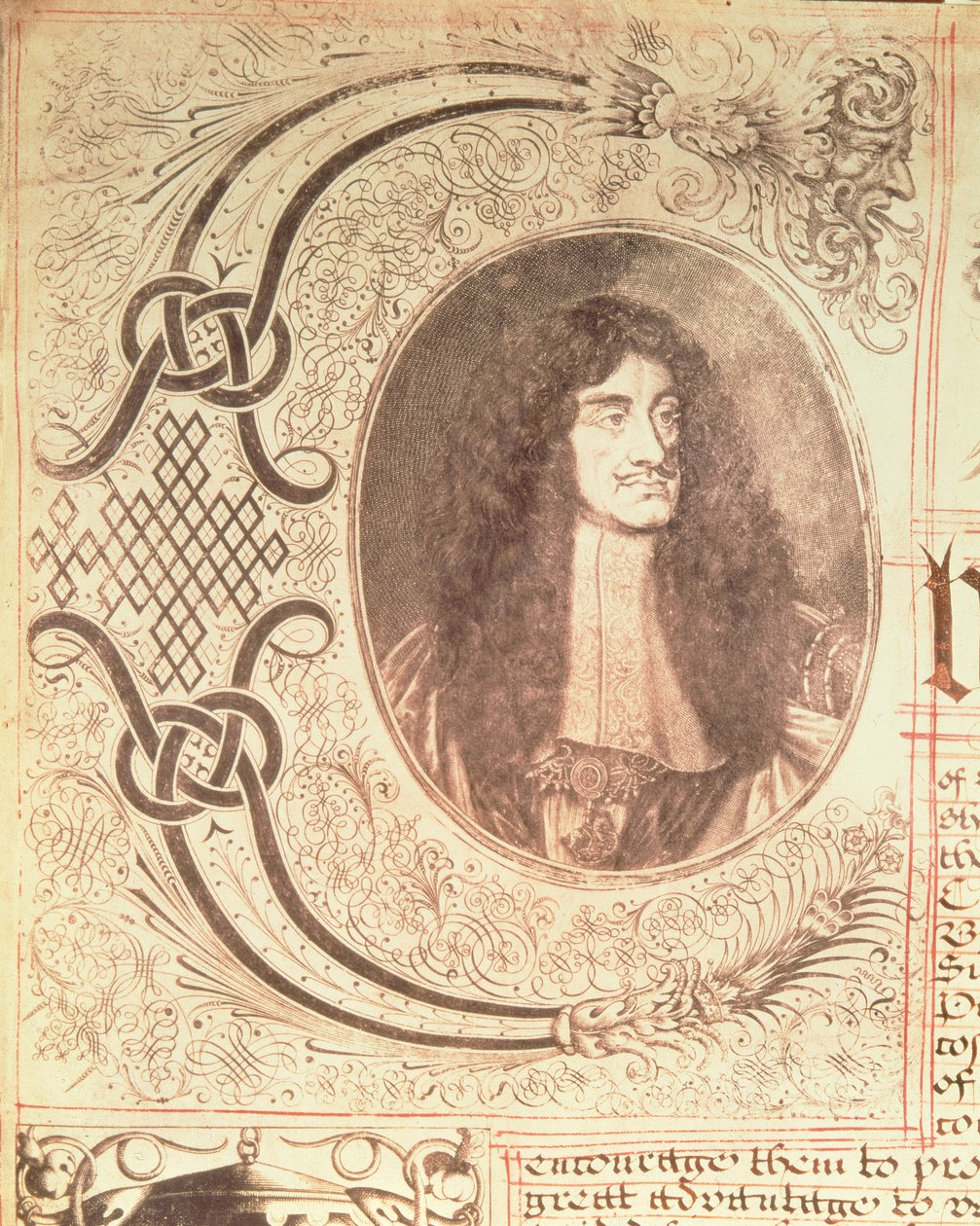 Portrait de Charles II de la charte de la Compagnie de la Baie d
