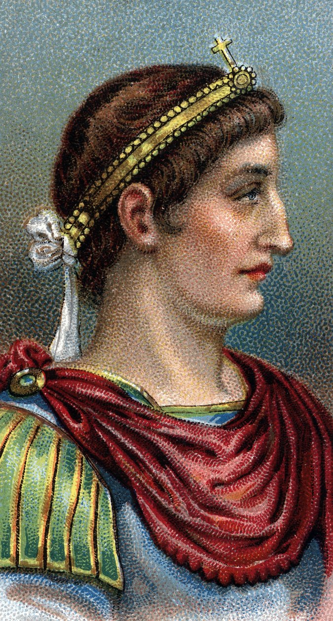 Portrait de Constantin le Grand (Constantin Ier le Grand, 270-337) - De la série Leaders of Men - Chromolithographie - École anglaise, 20e siècle. - English School