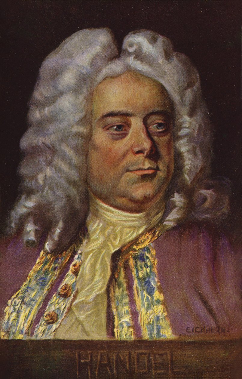 Portrait de George Friedrich Haendel (lithographie couleur) - English School