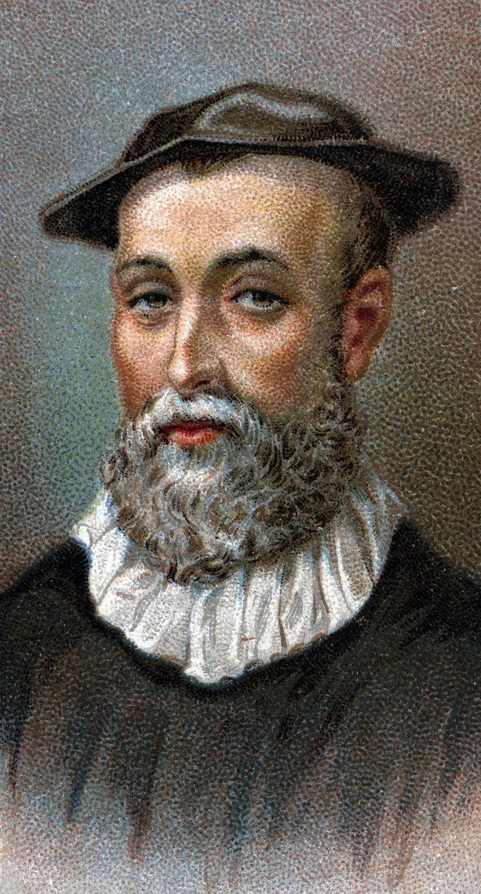 Portrait de John Knox (1514-1572). Prêtre écossais, leader de la Réforme protestante en Écosse - De la série Leaders of Men - Chromolithographie - École anglaise, 20e siècle. - English School